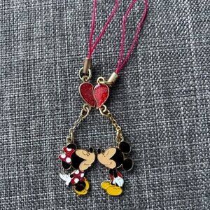Disney Red and Black Mickey & Minnie Heart Keychains